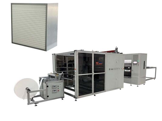 柔軟なカスタマイゼーションを持つ産業用換気システムのためのPLC制御モジュール化ガラス繊維フィルター折りたたみ生産ライン